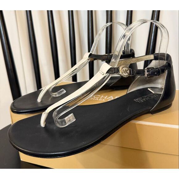 Michael Michael Kors the cooper black and white leather sandals 8.5 - Picture 9 of 9